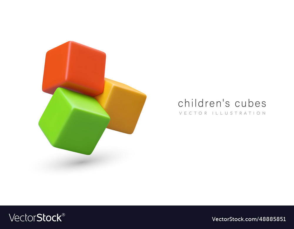 3d realistic cubes for children constructor game vector image 3d realistic cubes for children constructor game