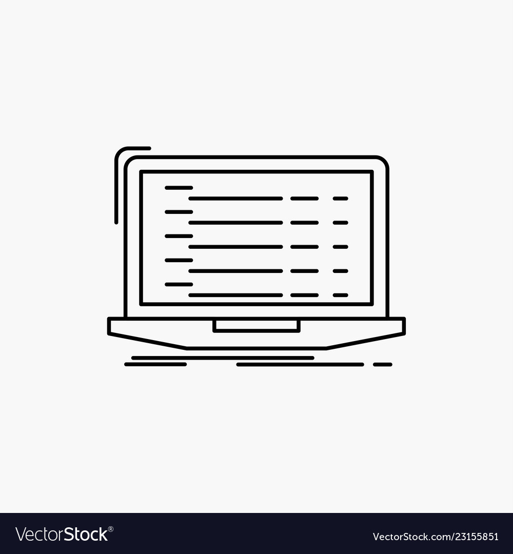 Api app coding developer laptop line icon isolated vector image Api app coding developer laptop line icon isolated
