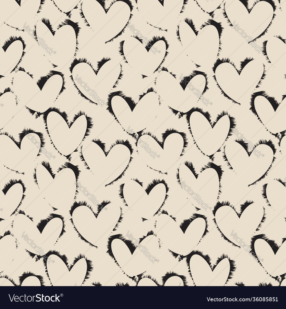 Brown heart shaped brush stroke seamless pattern Vector Image