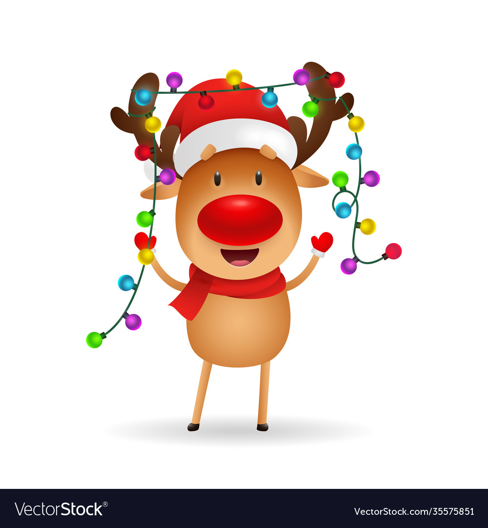 Cheerful reindeer celebrating christmas Royalty Free Vector