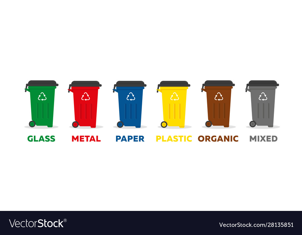 Containers for garbage different types vector image Containers for garbage different types