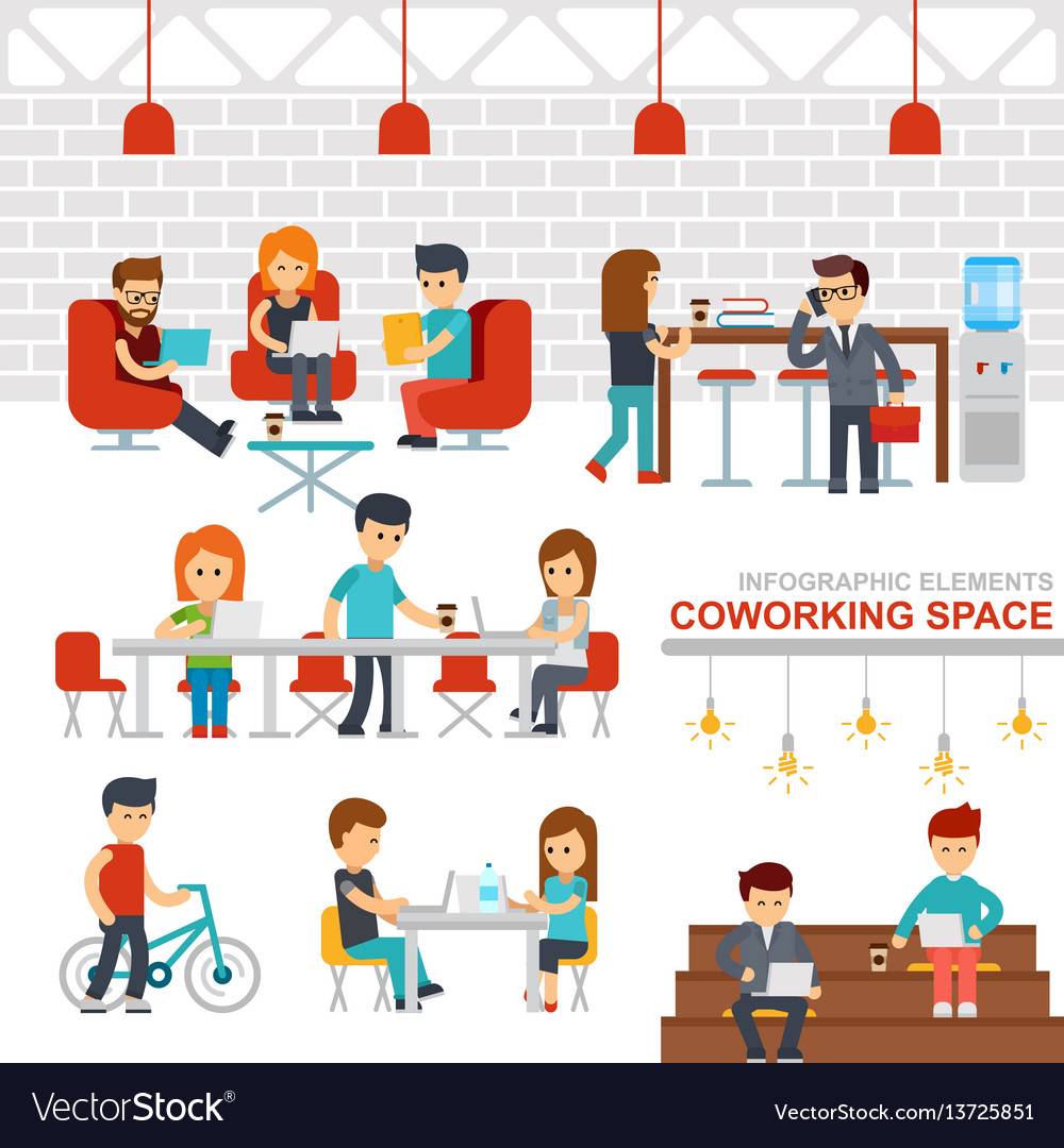 Coworking space infographic elements flat