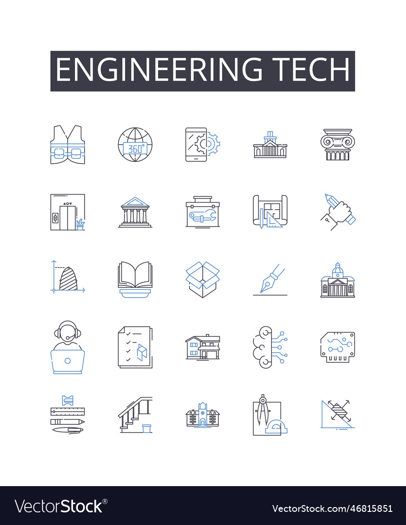 Engineering tech line icons collection prosperity