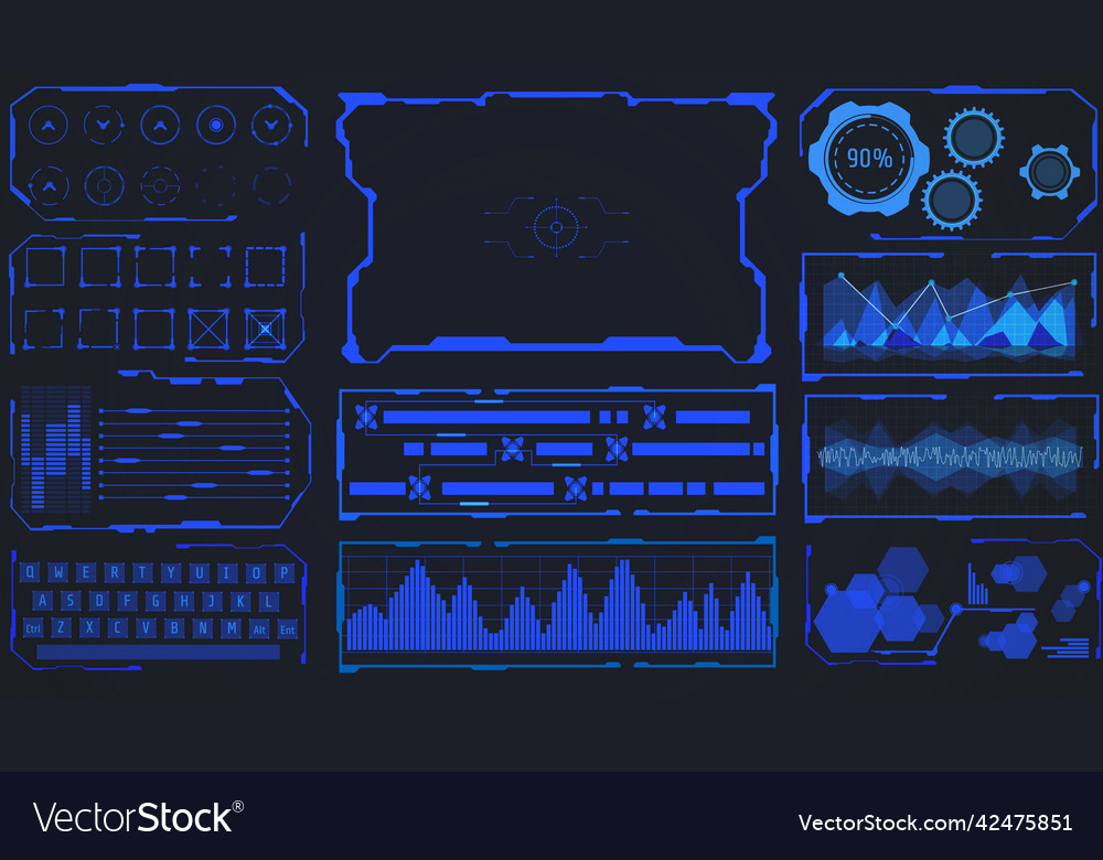 Hud user interface space monitor control design vector image Hud user interface space monitor control design