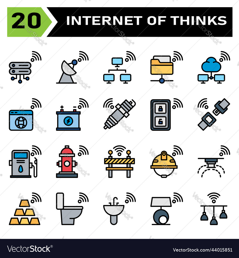 Internet of things icon set include server vector image Internet of things icon set include server