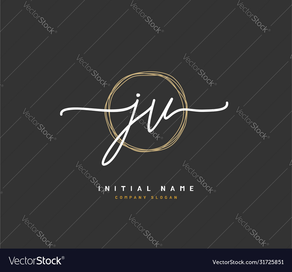 J V Jv Beauty Initial Logo Handwriting Logo Of Vector Image