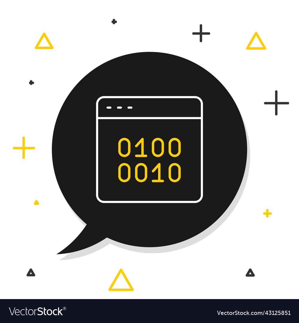 Line binary code icon isolated on white background vector image Line binary code icon isolated on white background