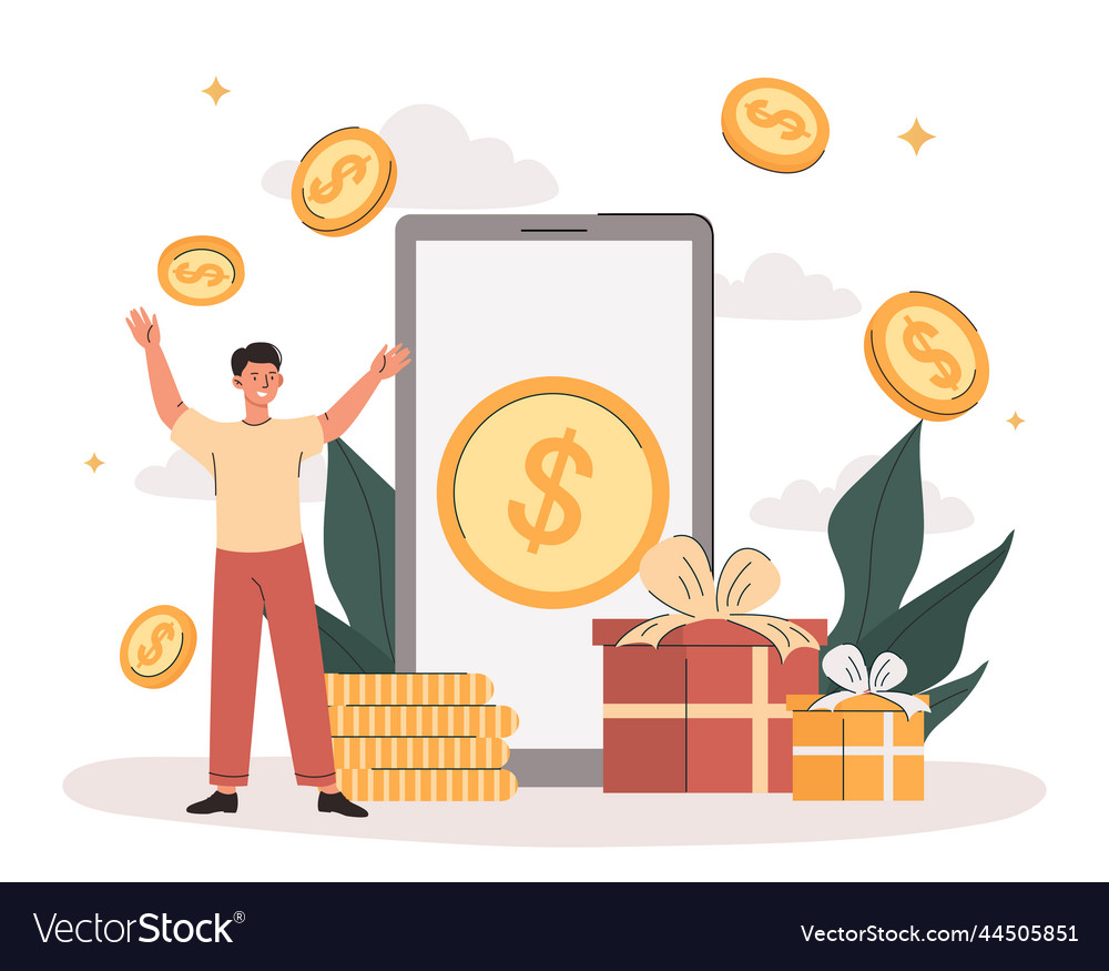 Man with reward vector image Man with reward