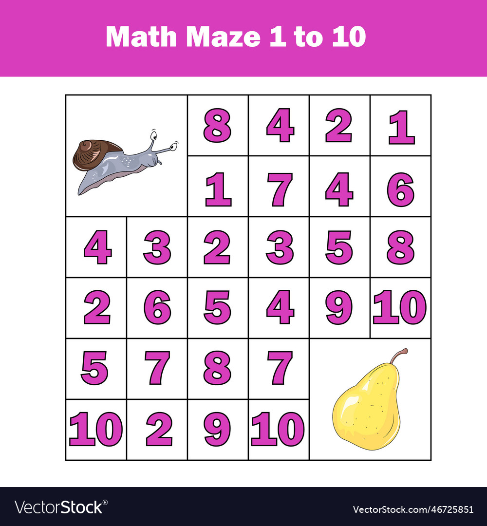 Maze game mathematics labyrinth with numbers