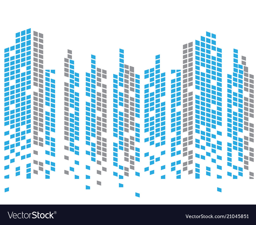 Modern city skyline silhouette in flat