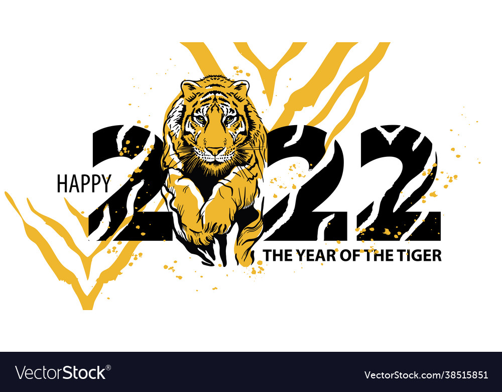 New Year Tiger 2022 Tiger Freehand Drawing Vector Image