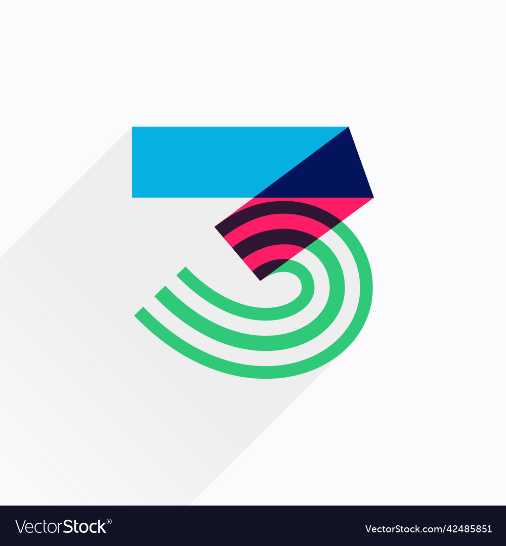 Number three logo made of overlapping lines