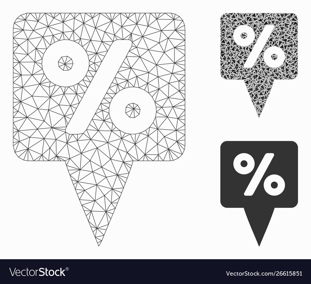 Percent map pointer mesh wire frame model vector image Percent map pointer mesh wire frame model