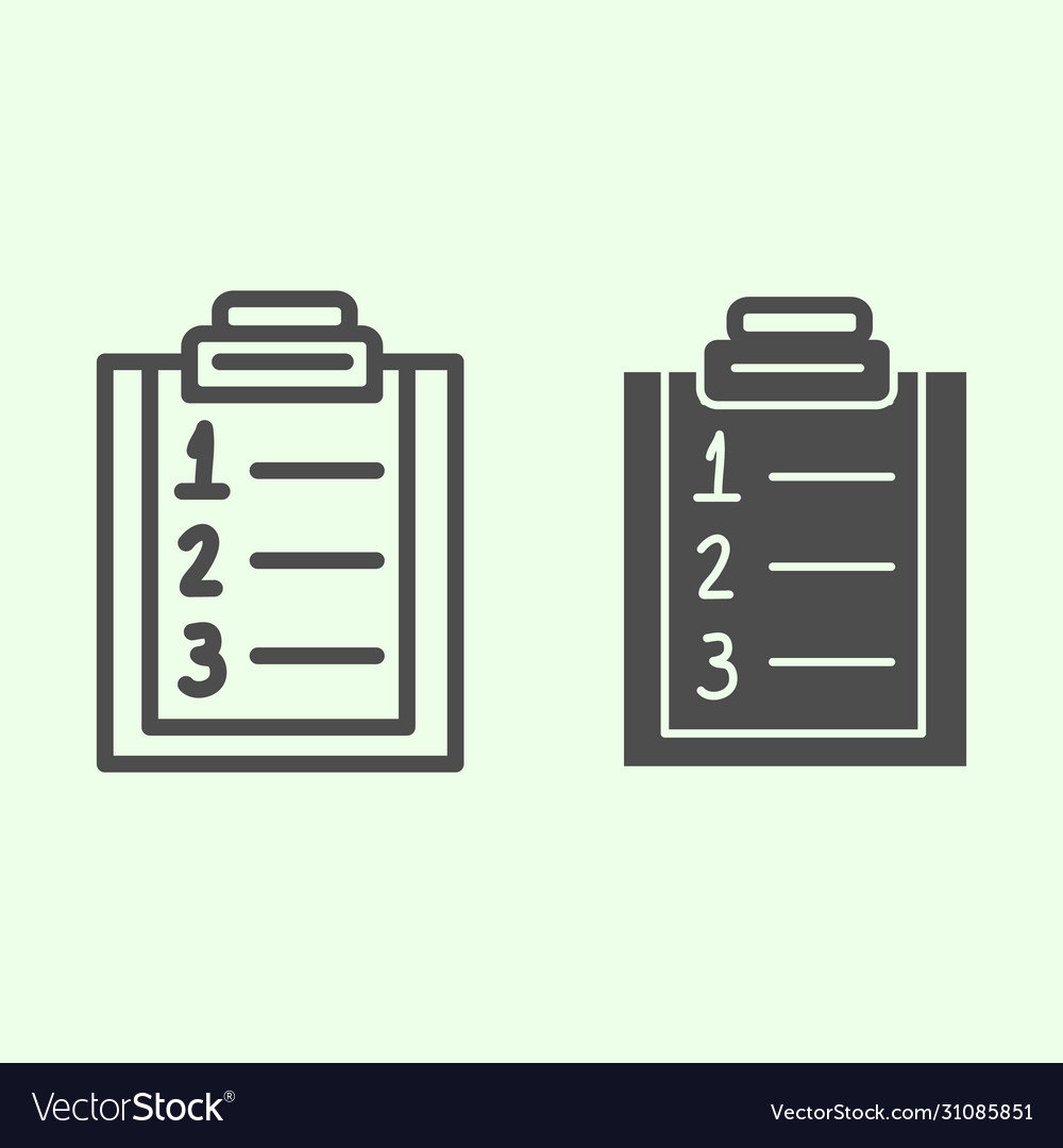 Plan list line and solid icon checklist