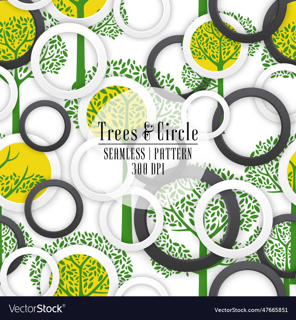 Seamless set of abstract stylized trees and circle vector image Seamless set of abstract stylized trees and circle