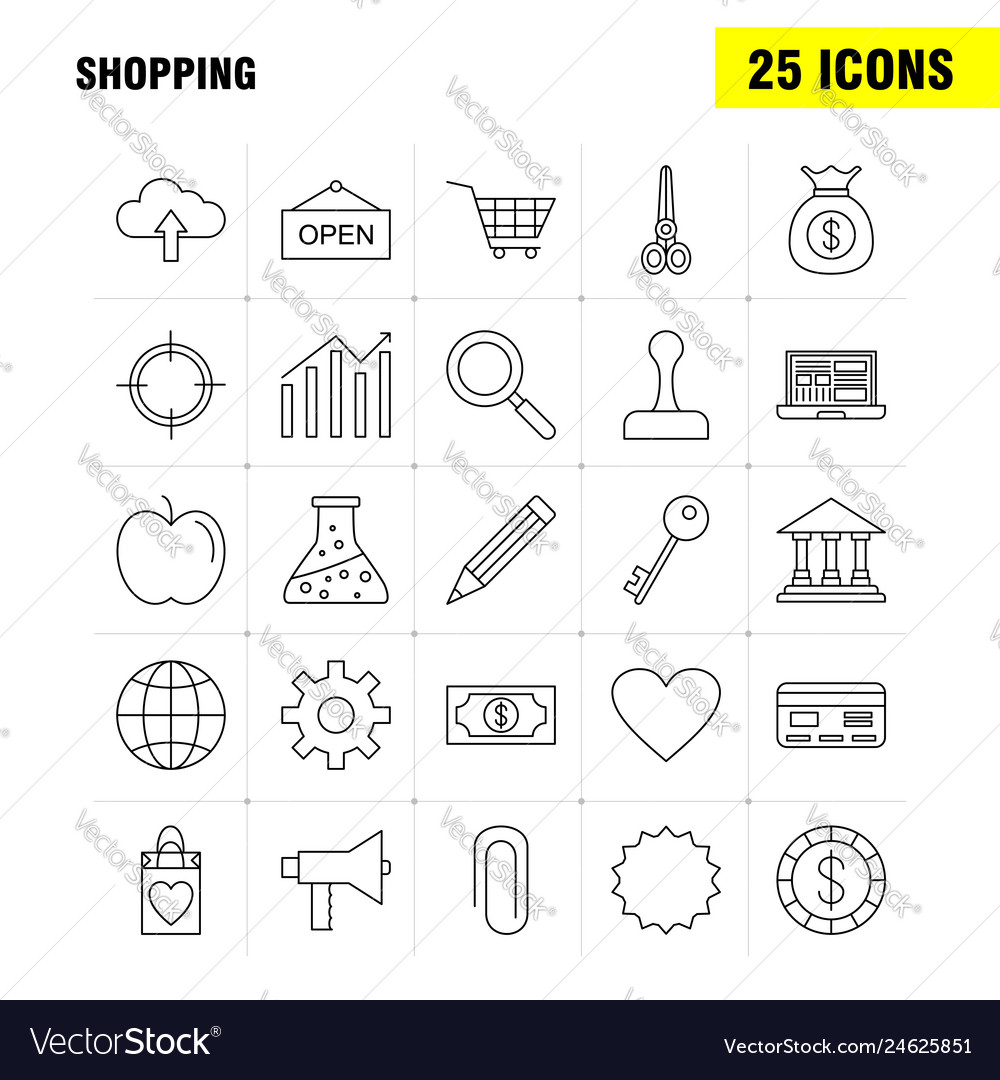Shopping line icon for web print and mobile uxui