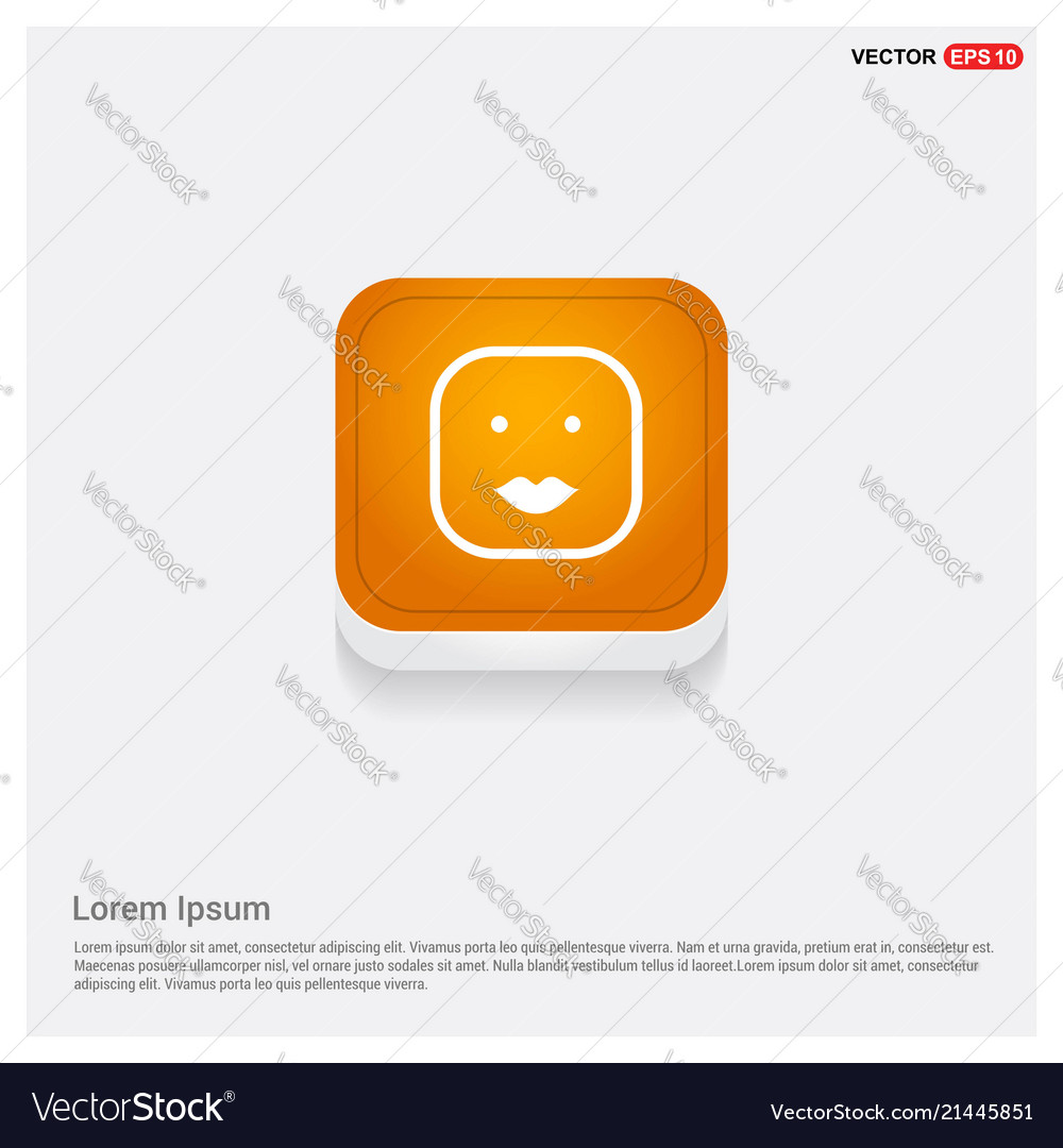 Smiley icon face orange abstract web button vector image Smiley icon face orange abstract web button