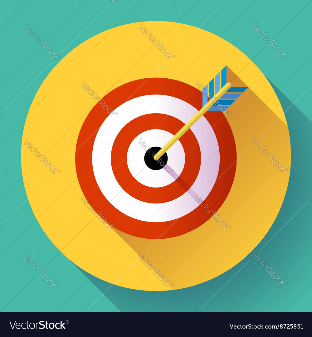 Target marketing icon with arrow symbol flat