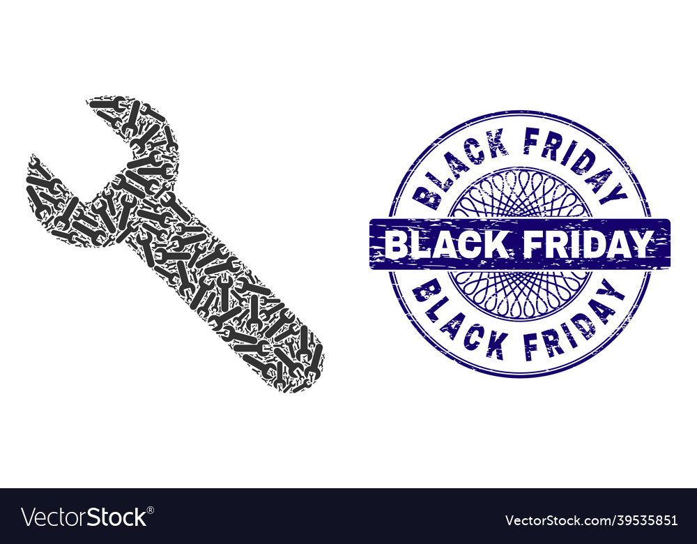 Wrench recursion collage of icons vector image Wrench recursion collage of icons