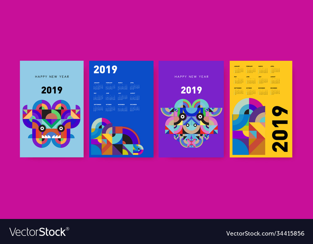 2021 calendar design template with colorful Vector Image 2021 calendar design template with colorful