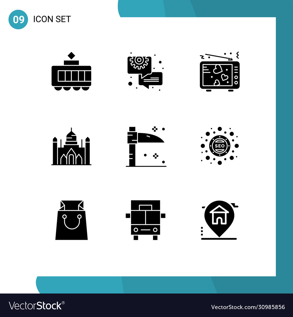 9 universal solid glyphs set for web and mobile