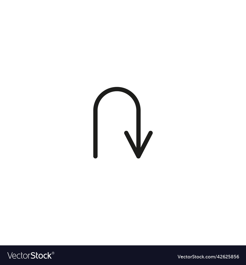 Black go back return arrow icon simple u