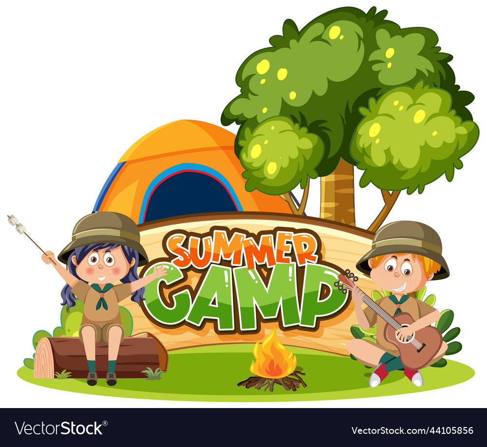 Camping kids in cartoon style Royalty Free Vector Image