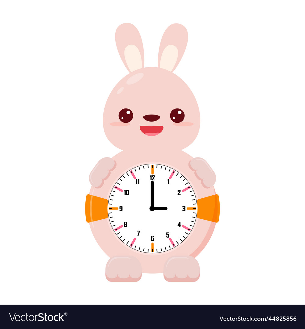 Children round mechanical watch with a rabbit