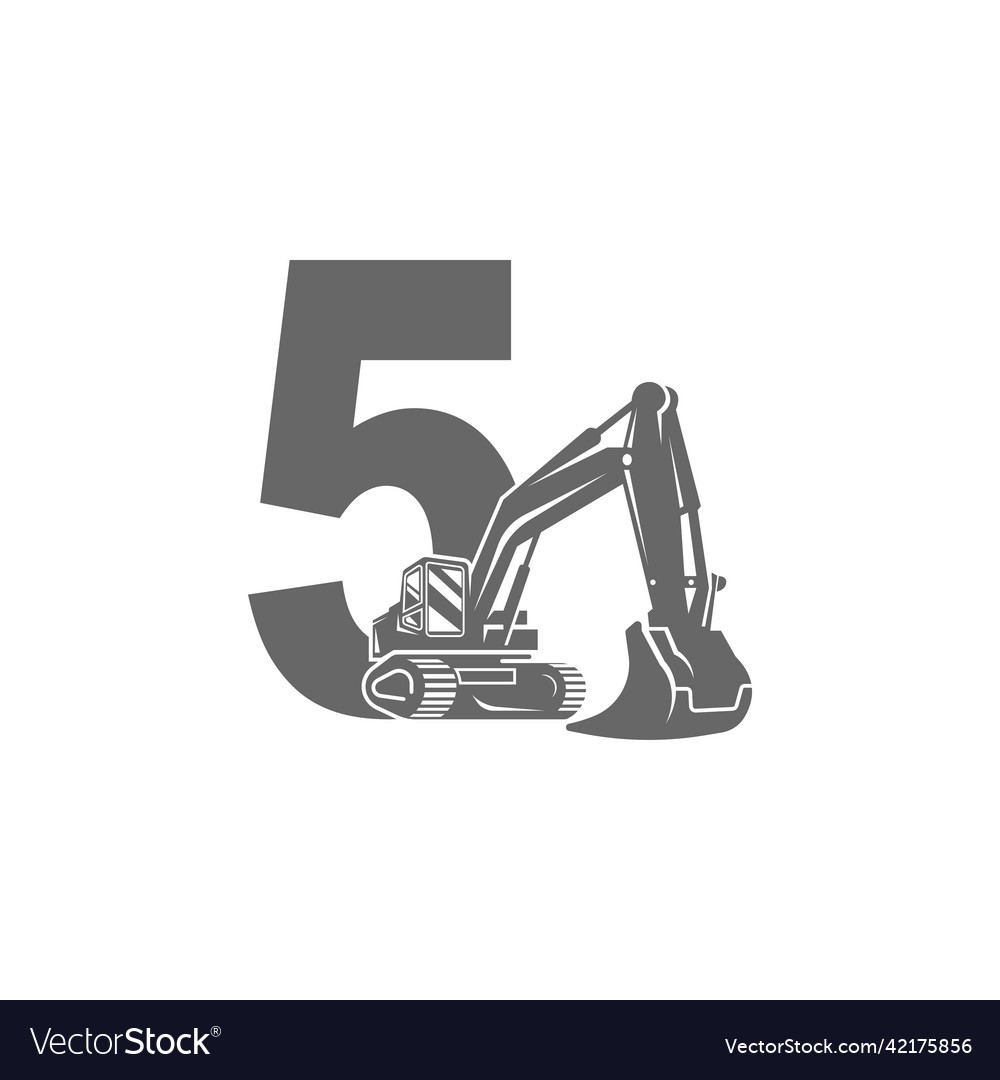 Excavator icon with number 5 design