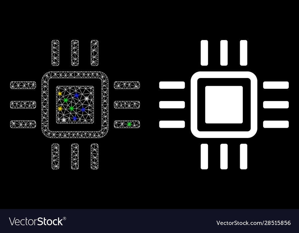 Flare mesh 2d processor icon with light spots vector image Flare mesh 2d processor icon with light spots