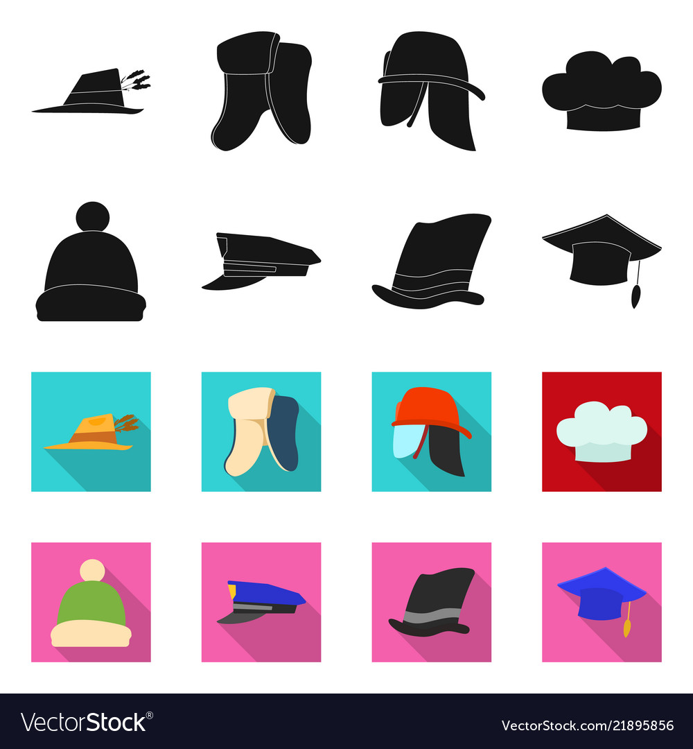 Isolated object of headgear and cap icon set