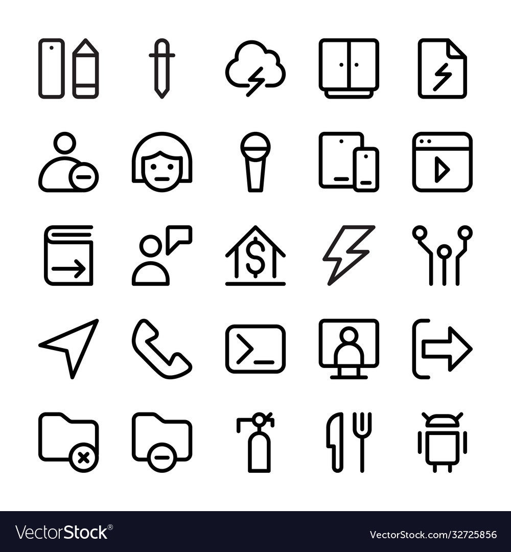 Line icons collection user interface vector image Line icons collection user interface