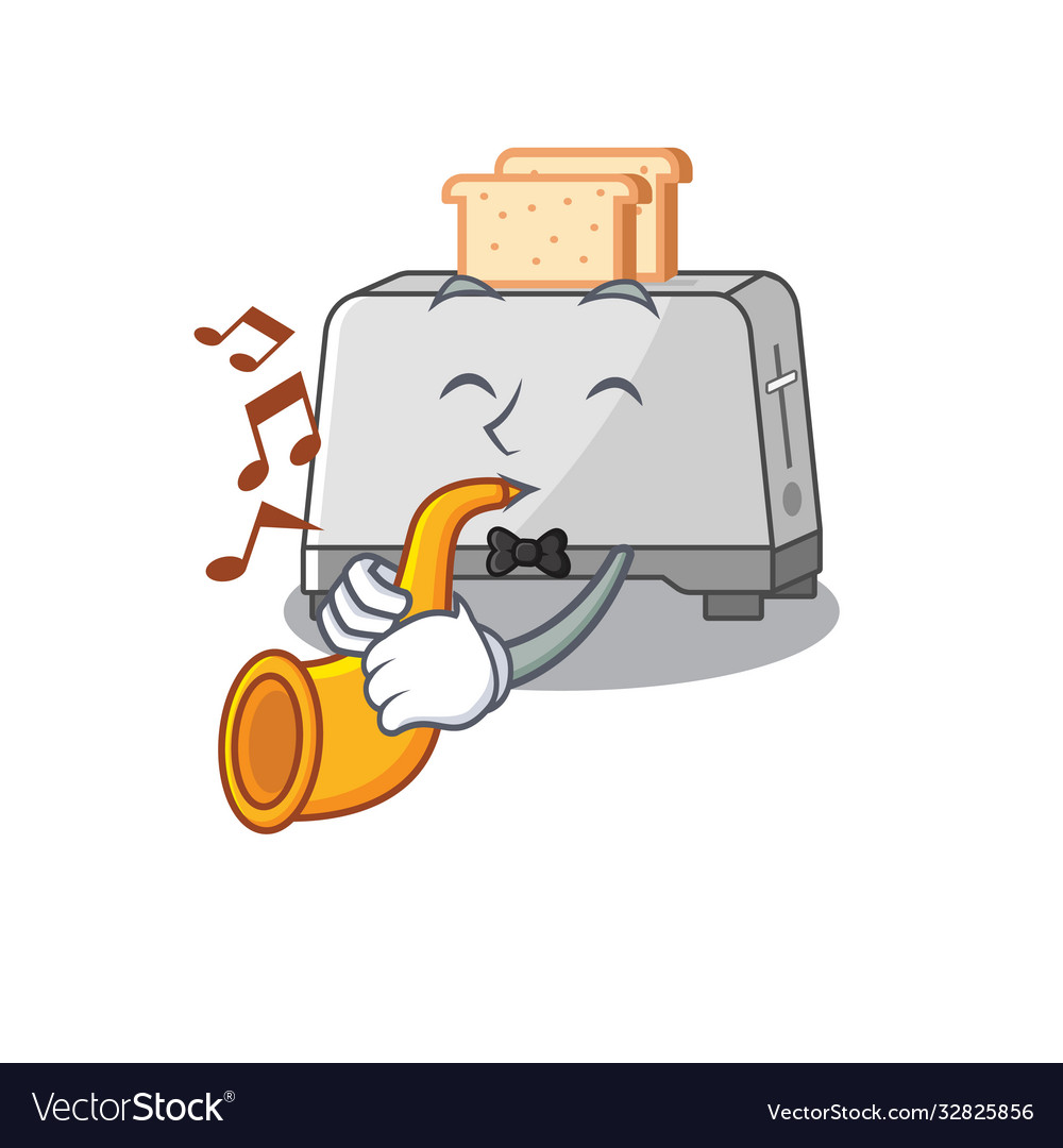 Mascot design concept bread toaster playing