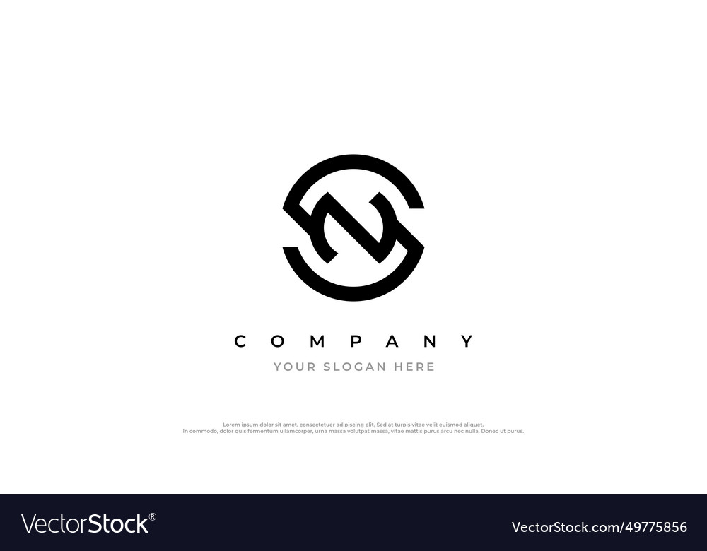 Minimal letter sn logo or ns monogram design Vector Image