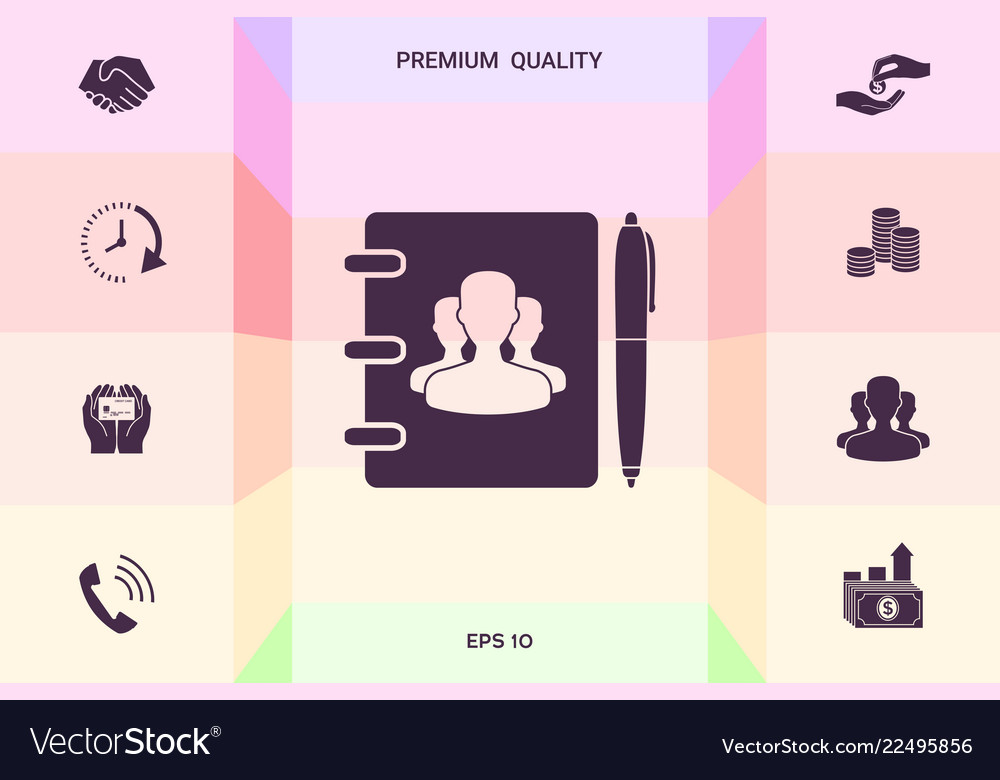 Notebook address phone book with symbol of group vector image Notebook address phone book with symbol of group