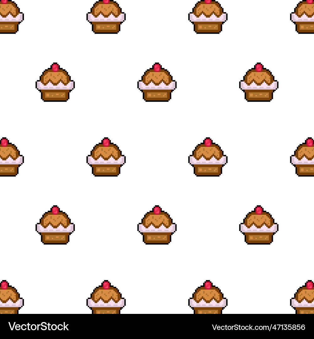 Pattern cake pixel art design background Vector Image