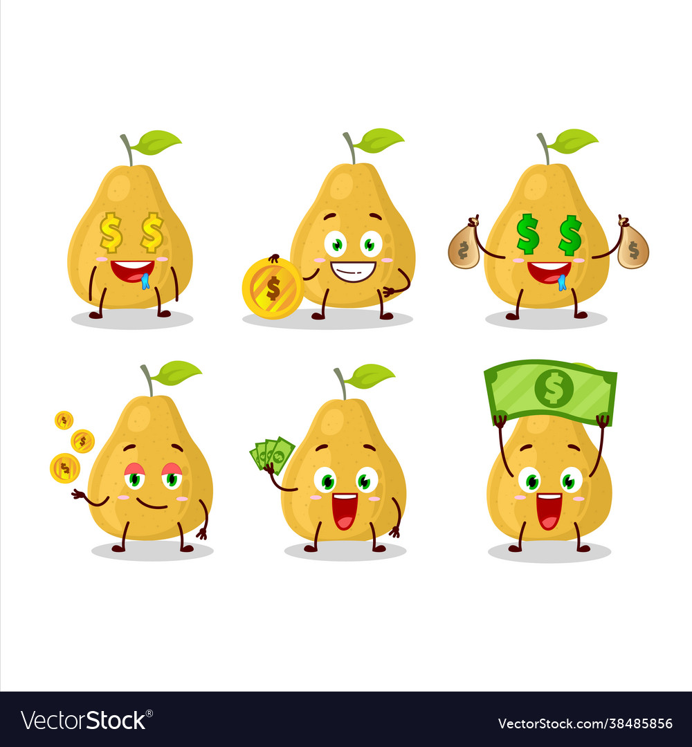 Pomelo Charakter mit niedlichen Emoticon bringen Geld vector image Pomelo Charakter mit niedlichen Emoticon bringen Geld
