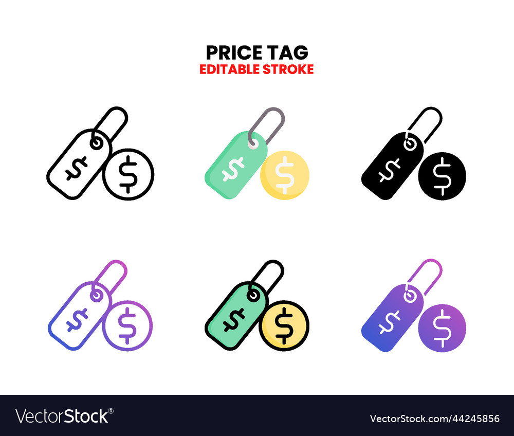 Pricetag icon set with different styles vector image Pricetag icon set with different styles