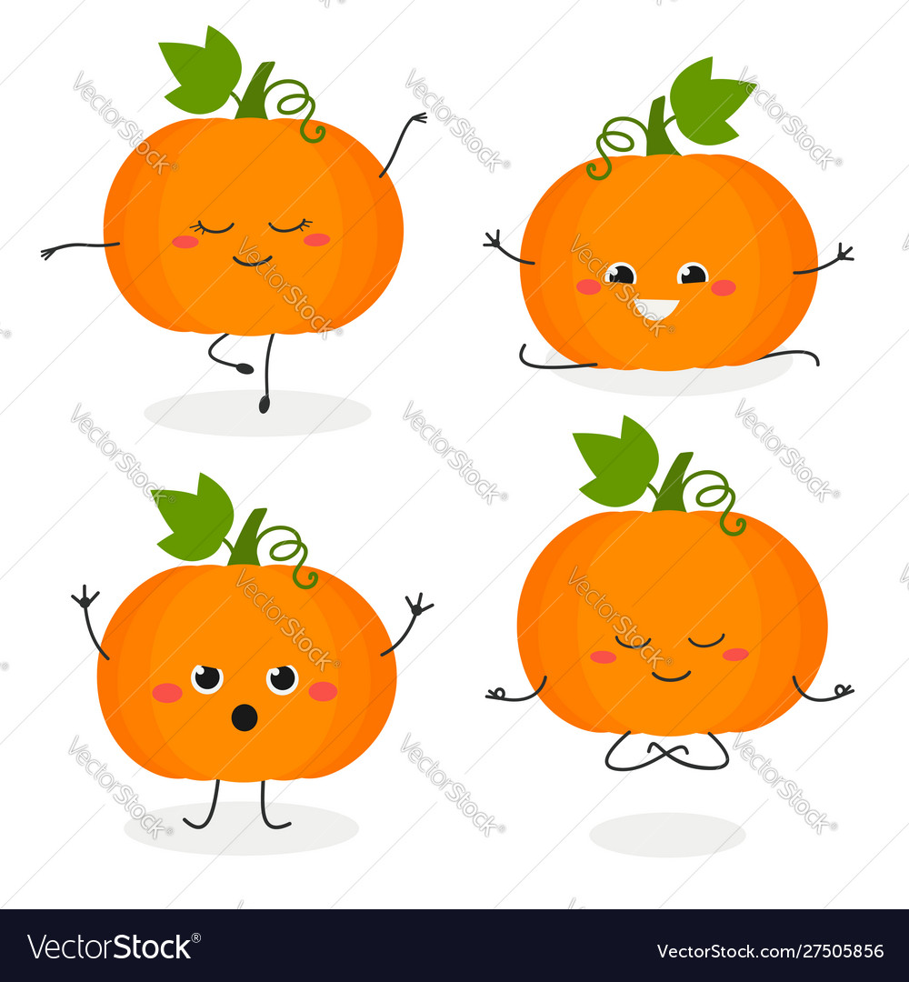 Pumpkin cartoon character emoticon set