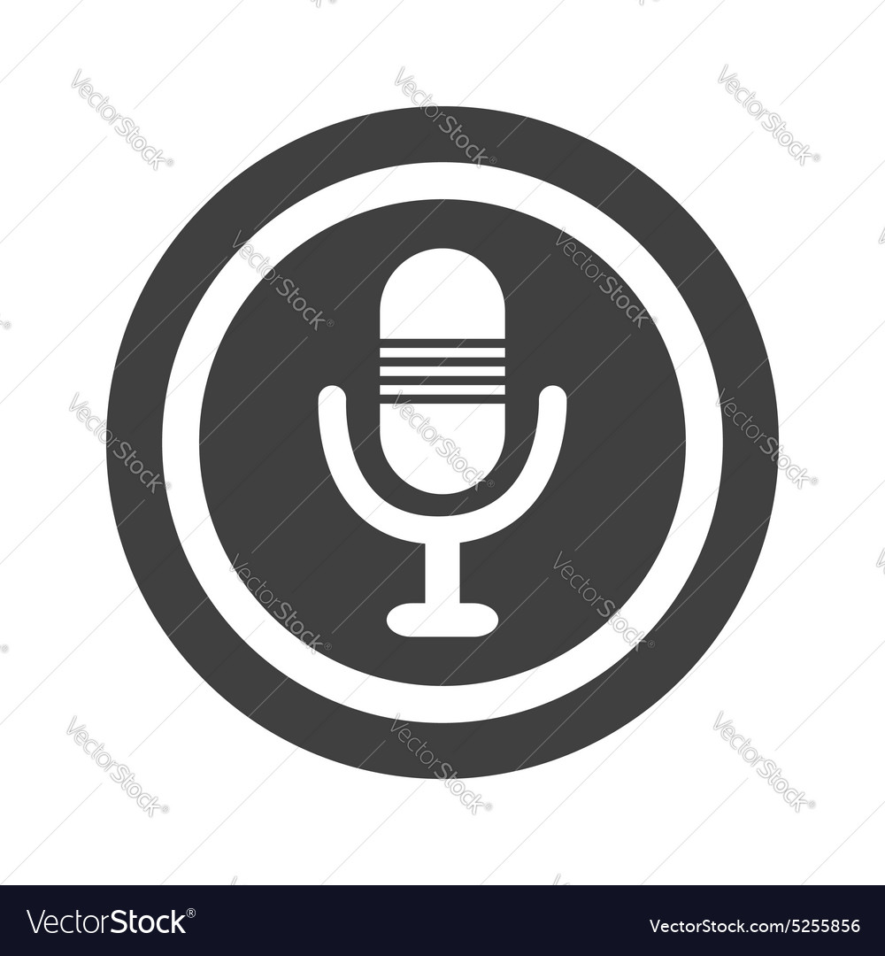 Round black microphone sign Royalty Free Vector Image