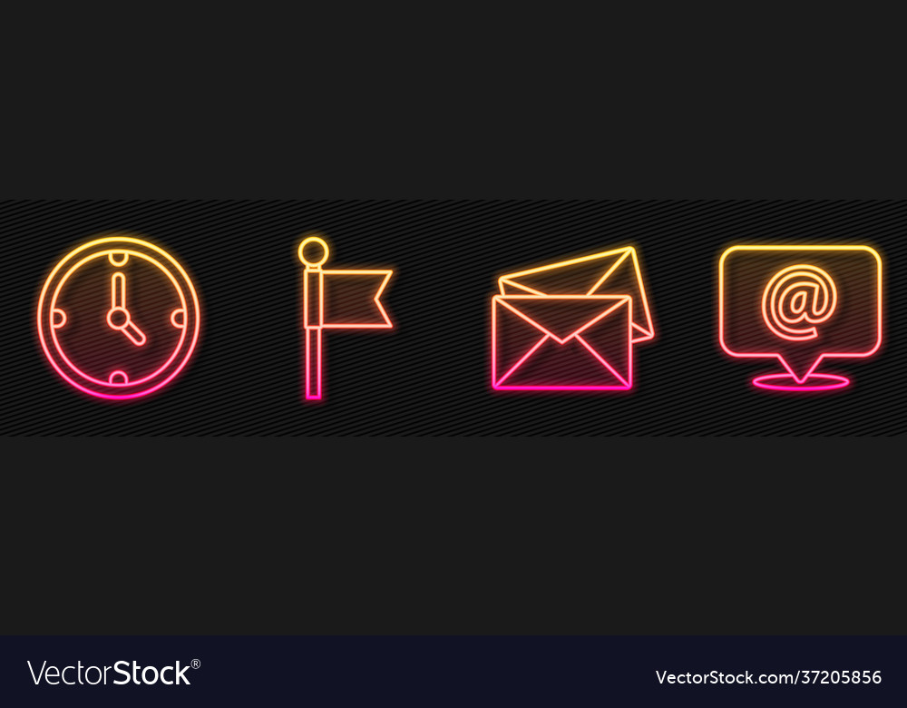 Set line envelope clock location marker and mail vector image Set line envelope clock location marker and mail