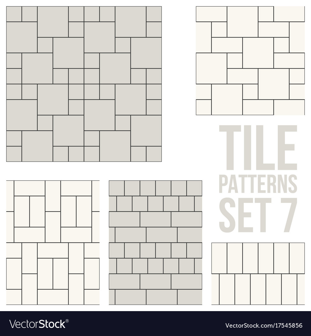 Set of thin line seamless pattern brick tile Vector Image