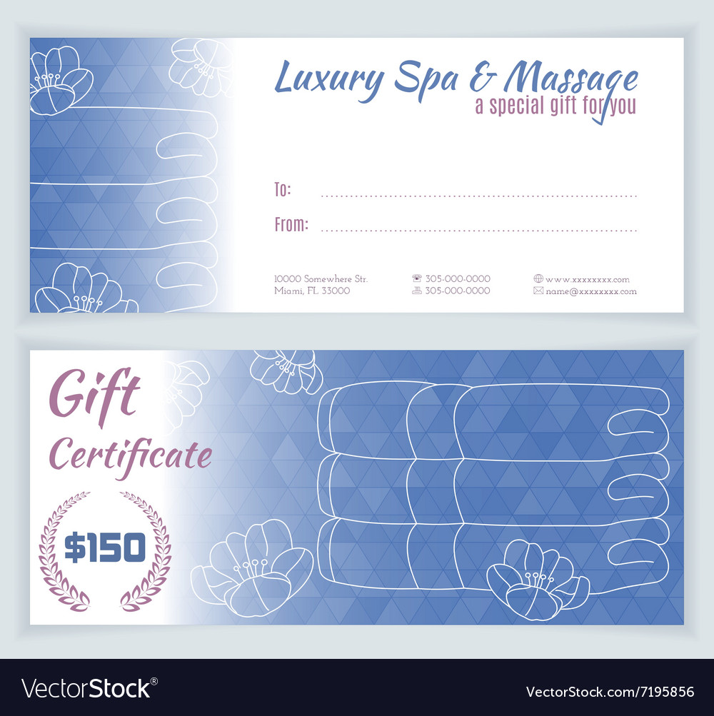 Spa massage gift certificate template