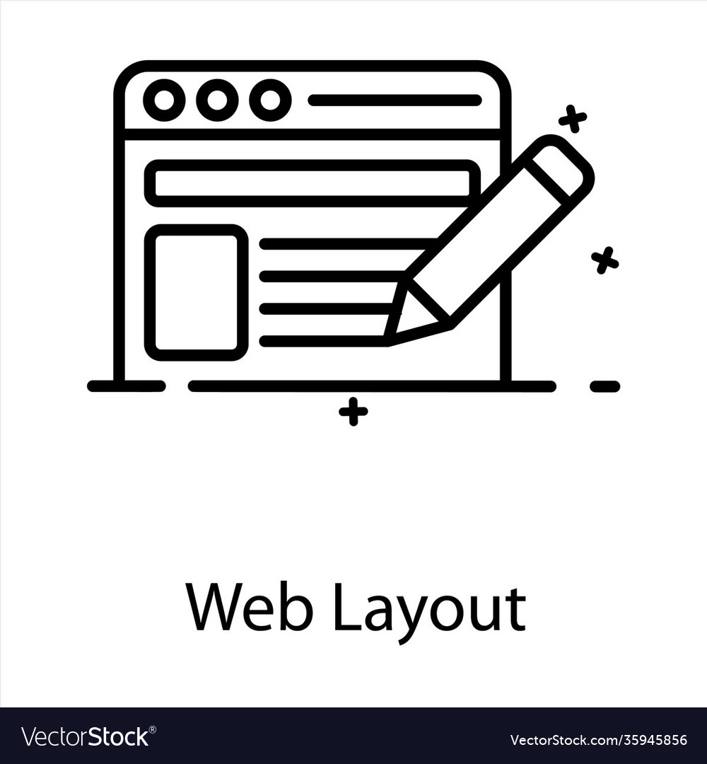 Web Page Layout with Pencil Icon