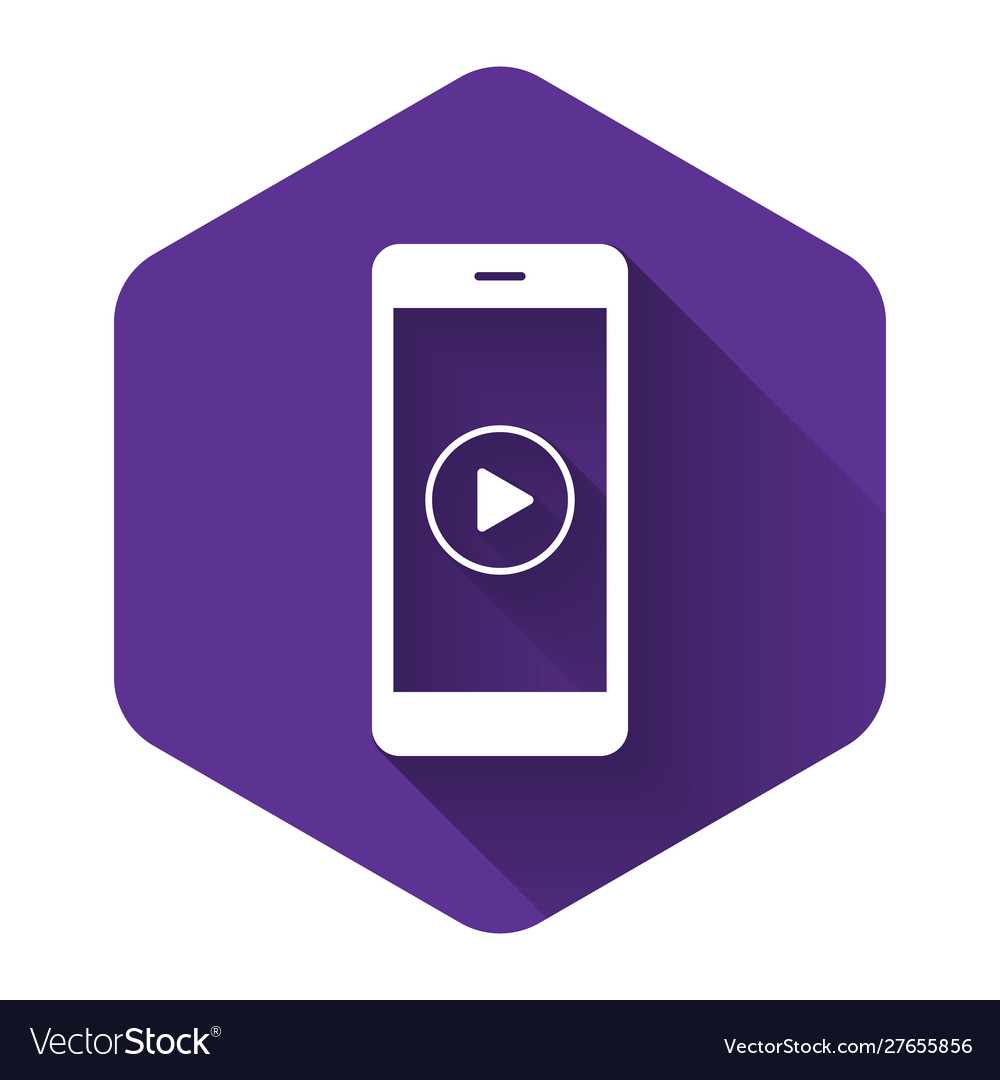 White smartphone with play button on screen Vector Image White smartphone with play button on screen