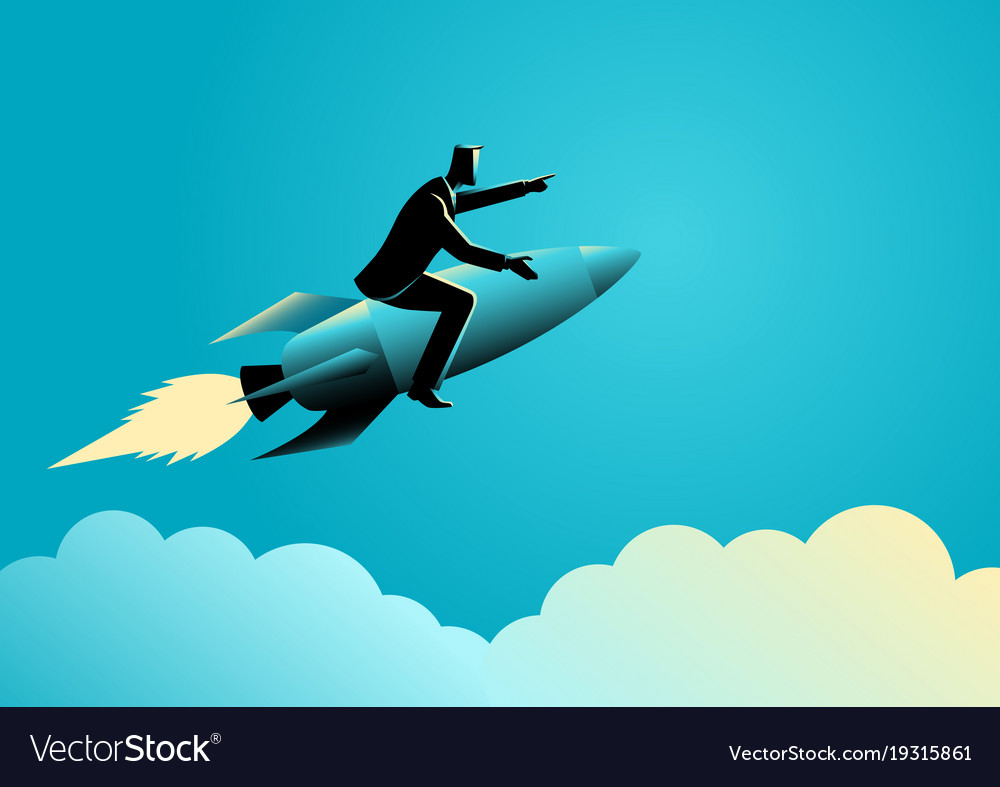 Businessman on a rocket