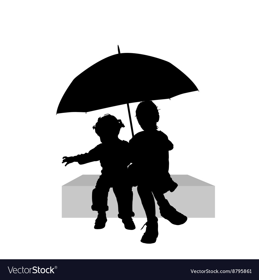 Children Enjoying an Umbrella