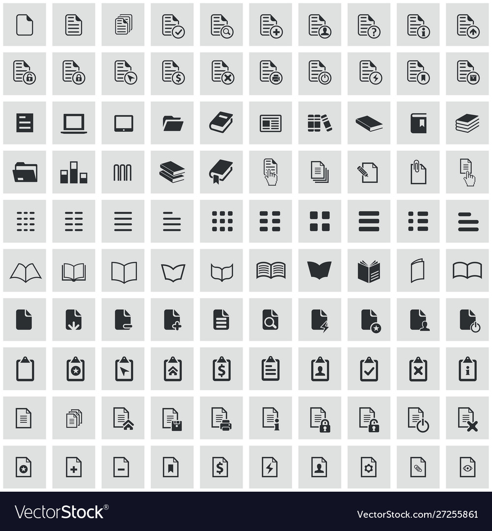 Document 100 icons universal set for web and ui