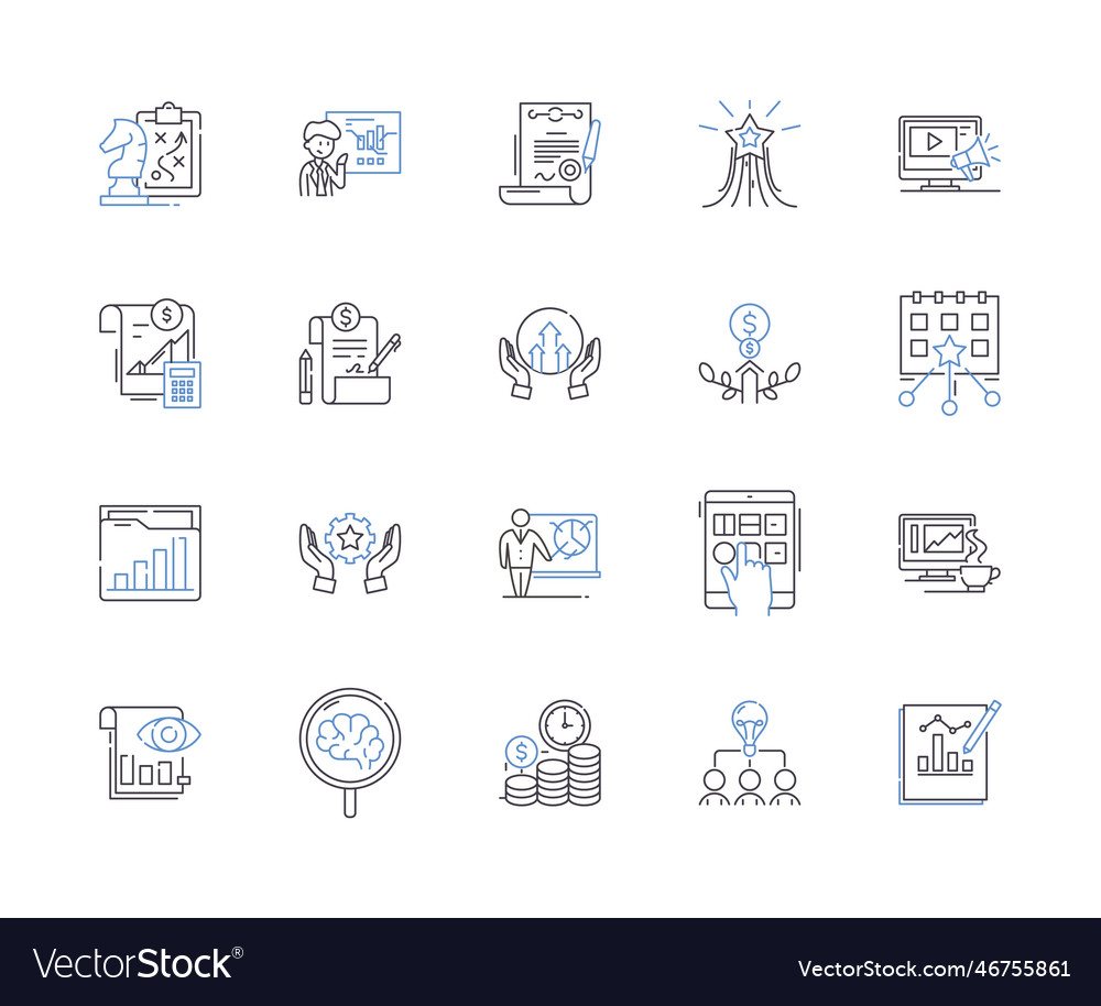 Entrepreneurship and innovation outline icons vector image Entrepreneurship and innovation outline icons