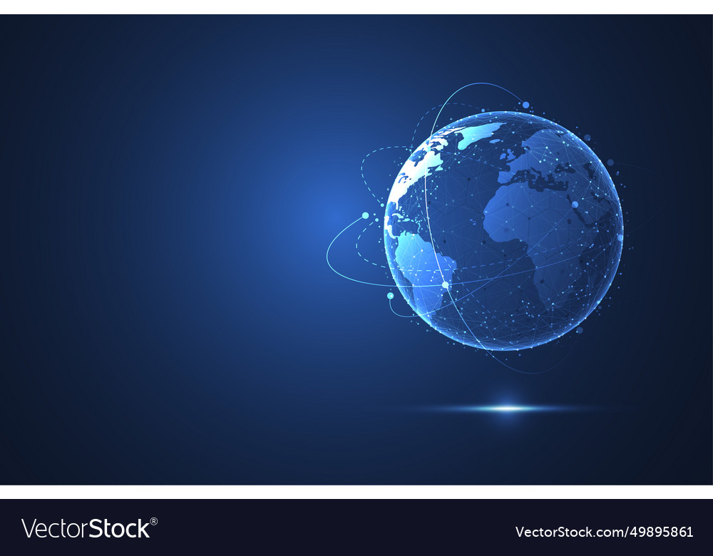 Global network connection world map point